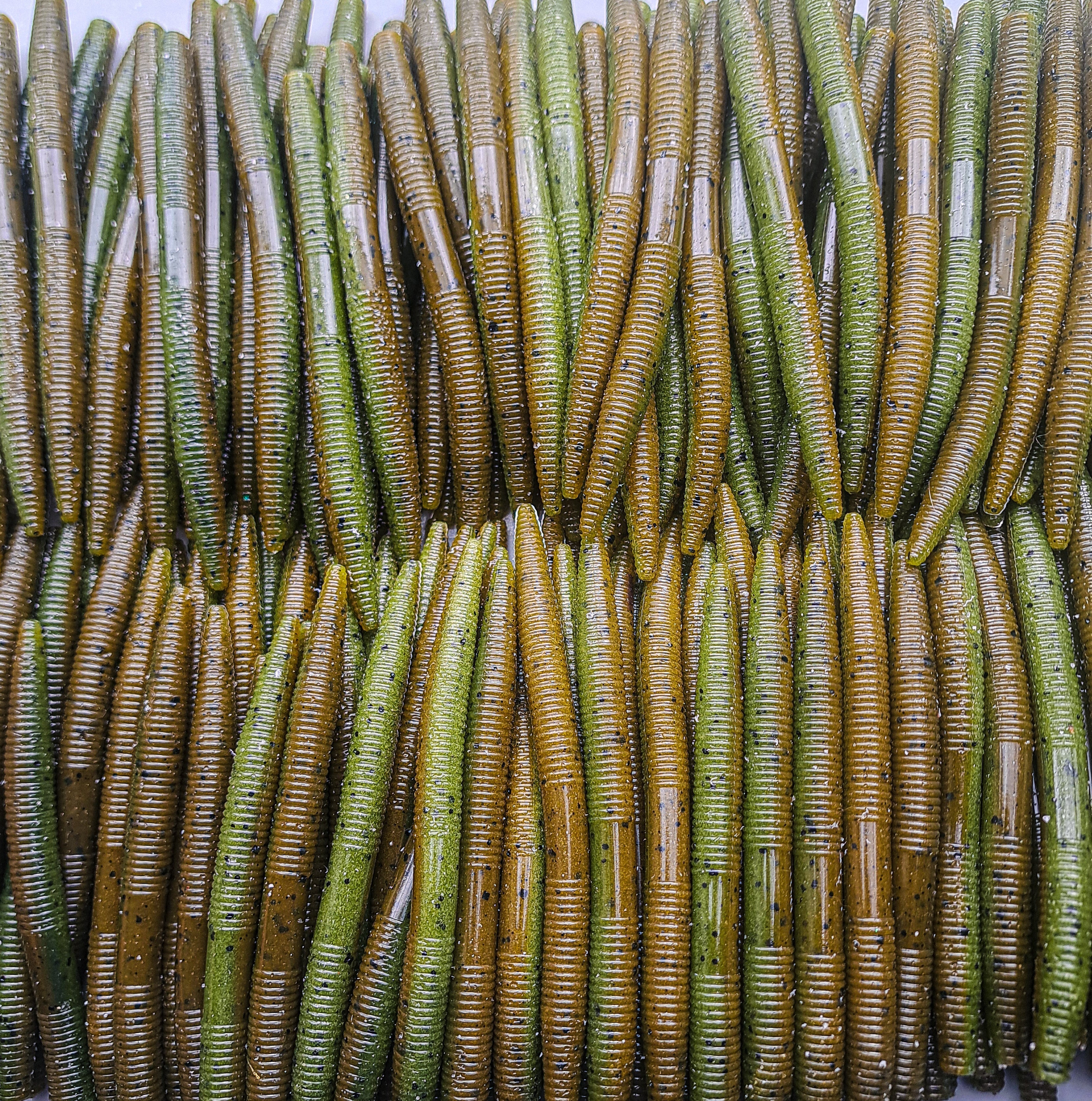5" Stick Worm,  8" Mag Finesse Worm, 2.7 Ned Stick and 6" Worm